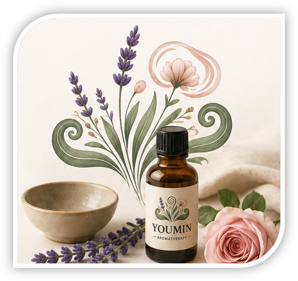 Aromatherapie visual met botanische elementen en natuurlijke oli&euml;n