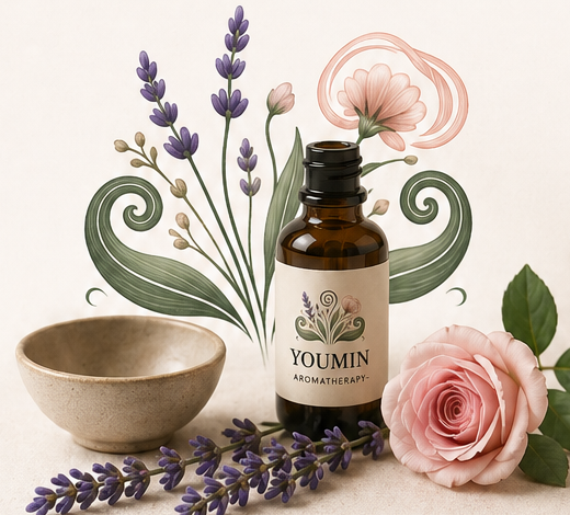 Youmin aromatherapy fles met lavendel, roos en keramische kom