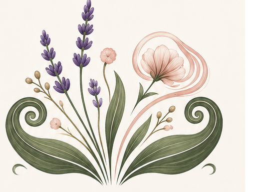 Botanisch Youmin ornament met lavendel en roze bloem